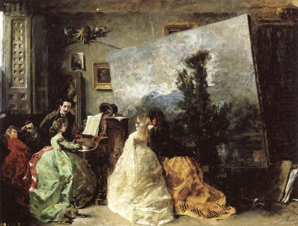 Marques, Francisco Domingo Interior of Munoz Degrain's Studio in Valencia china oil painting image